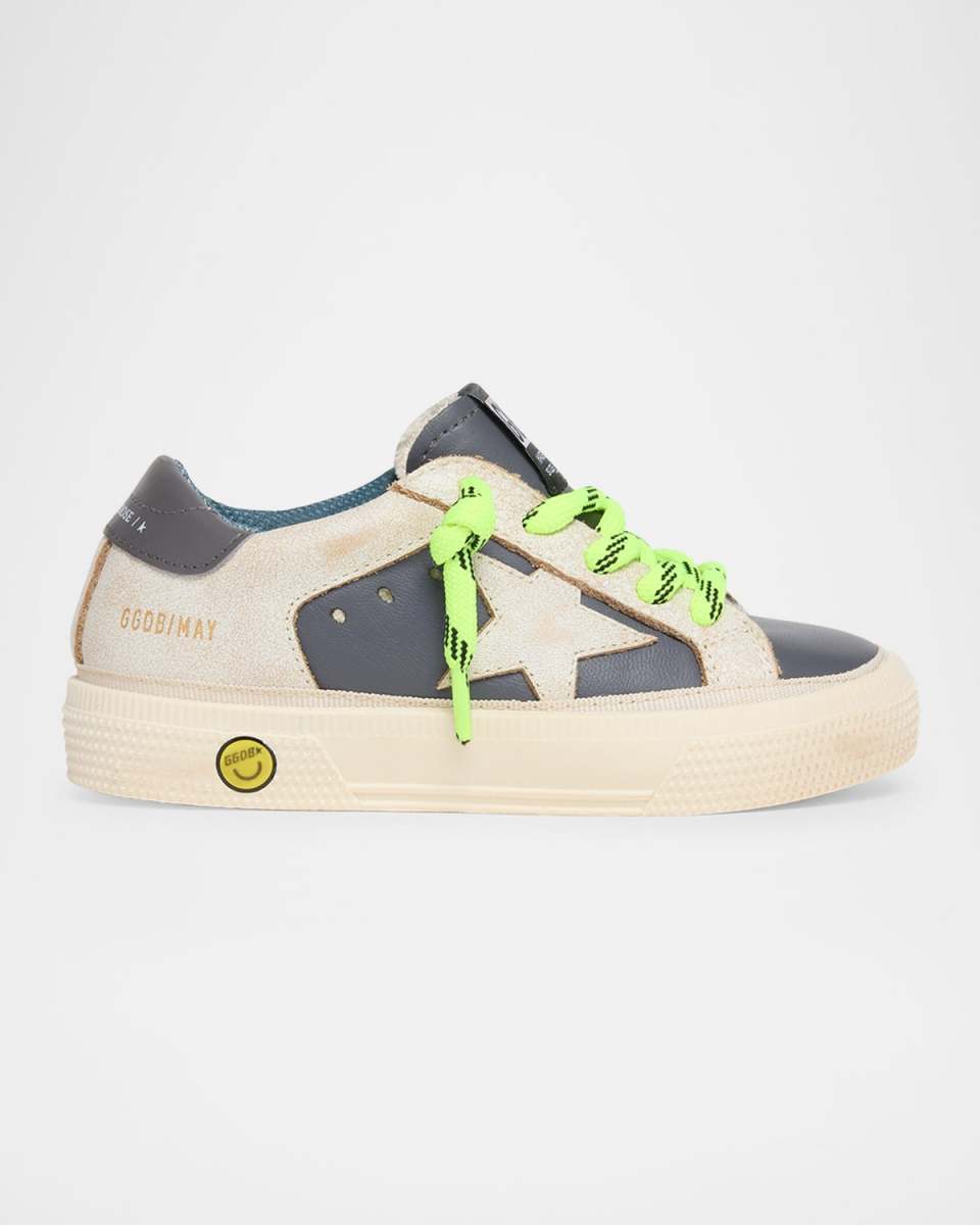 Boy's May Nappa Leather Star and Heel Lace-Up Sneakers, Toddler/Kids